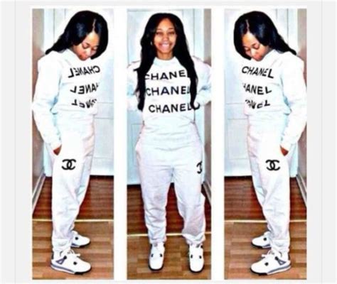 chanel thights|Chanel sweatpants black and white.